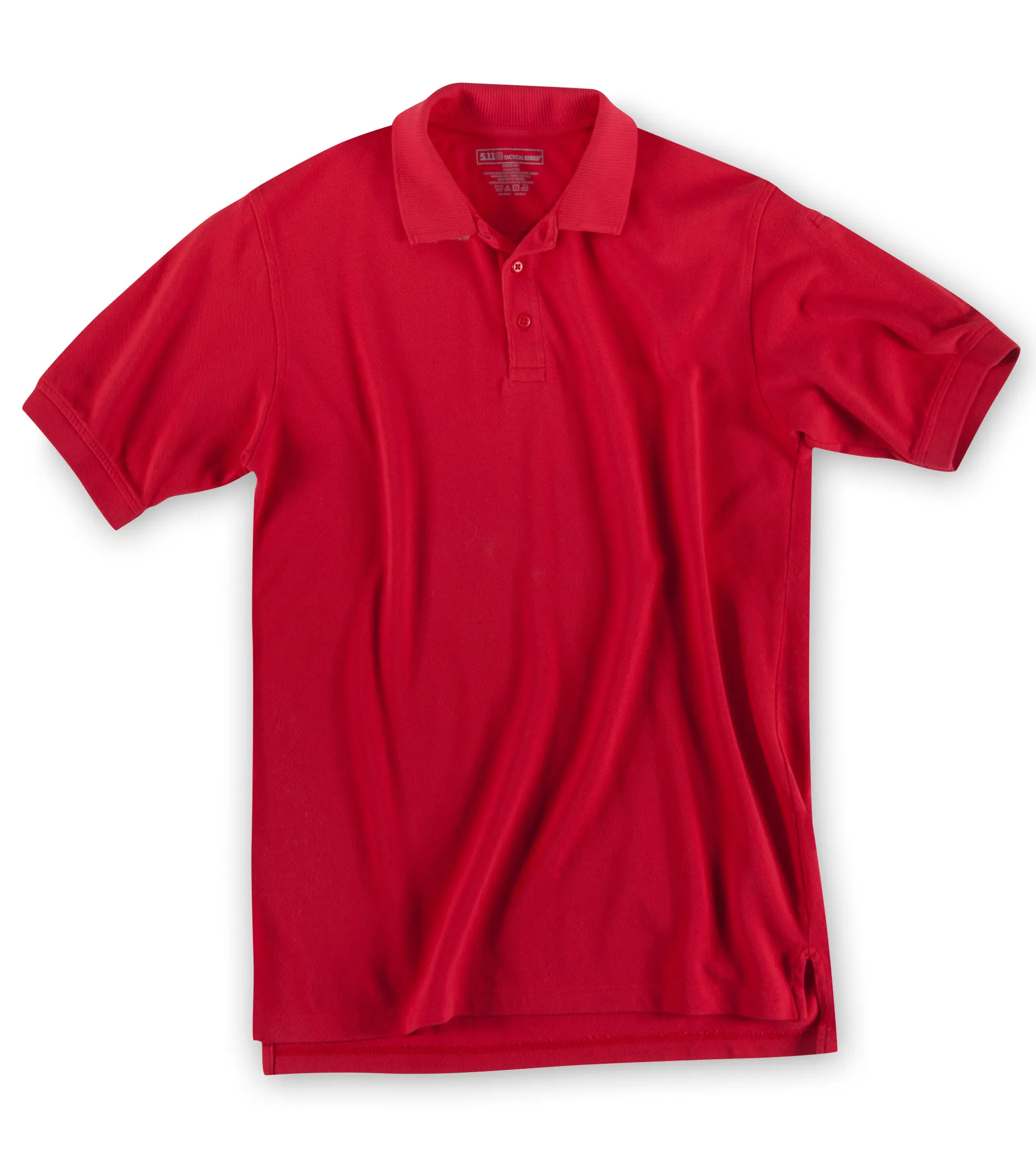 Tactical Polo Shirt, 100% Cotton, Button, Red, S